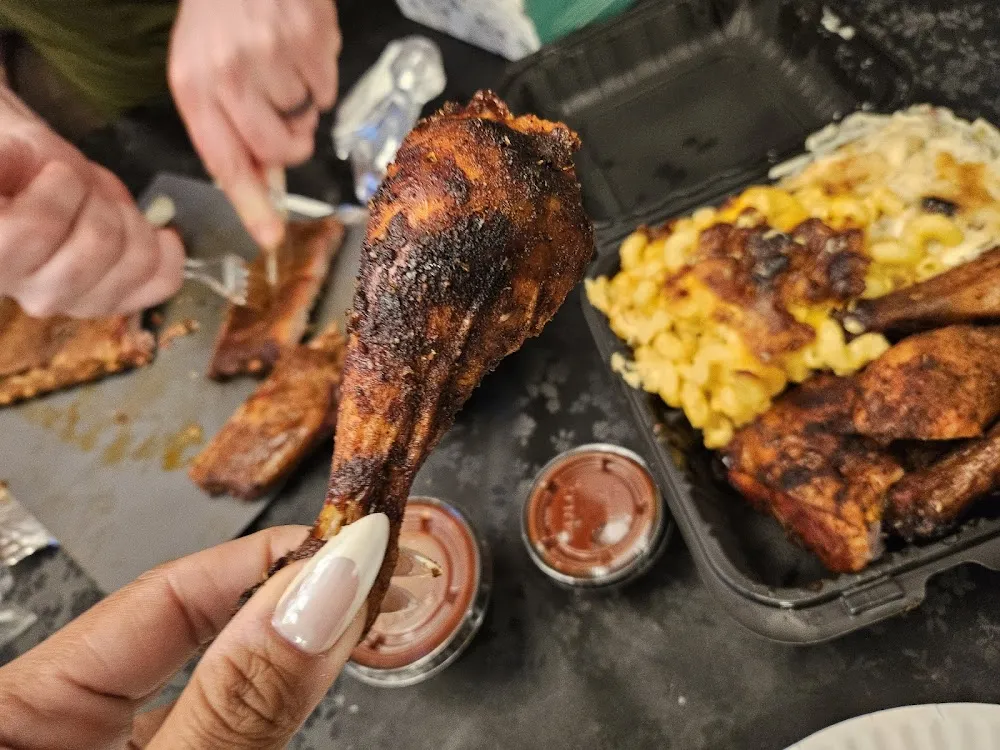 Smoked Spring Chicken Platter Mac & Cheese and Garlic Mashed Potatoes